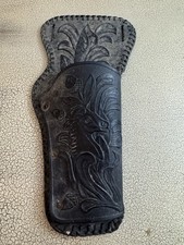 Vintage Hand Tooled Leather Western Revolver Holster Six Shooter Belt Holster