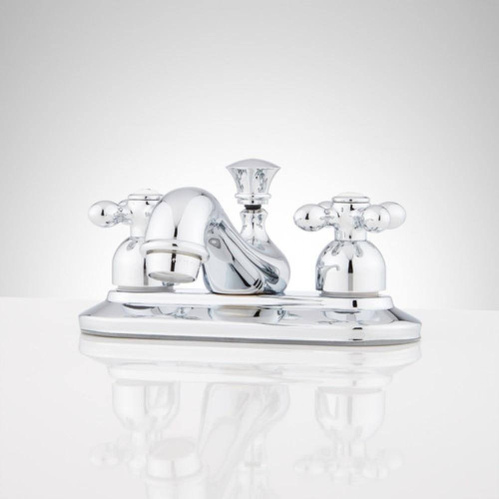 Teapot Centerset Bathroom Faucet - Cross Handles - Overflow - Chrome 12490₽