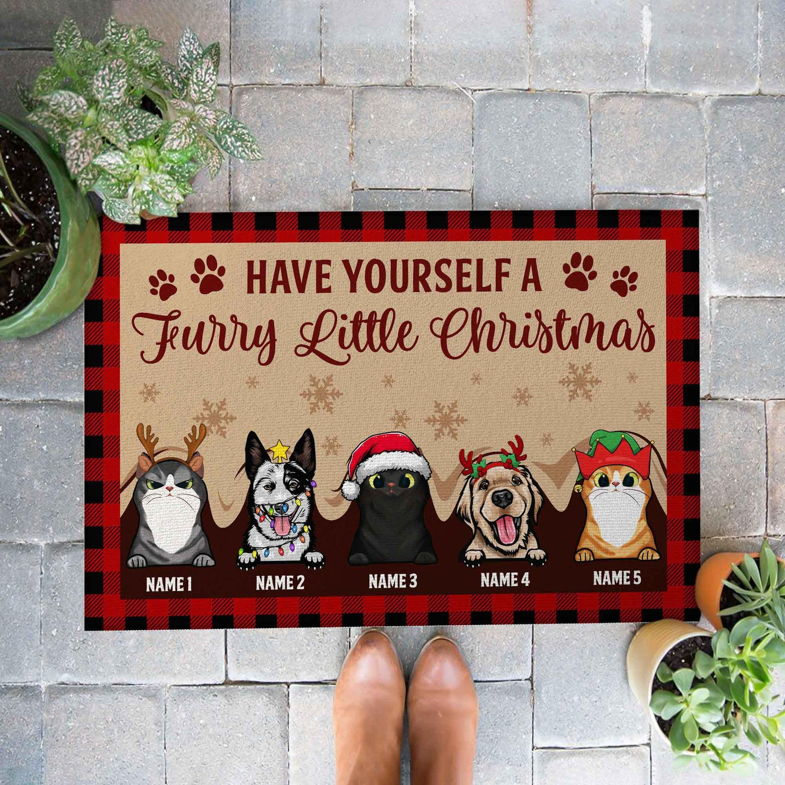 Personalized Doormat For Pet Lovers Custom Dog And Cat Rug Funny Christmas Gift