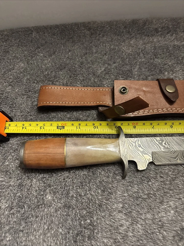 定制手工大马士革钢制野营生存户外鲍伊狩猎刀 — 第 2/4 张图片