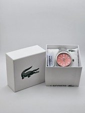 New LACOSTE Mens Analog Sport Watch Orange   Dial Stainless Steel WR50 Awesome  