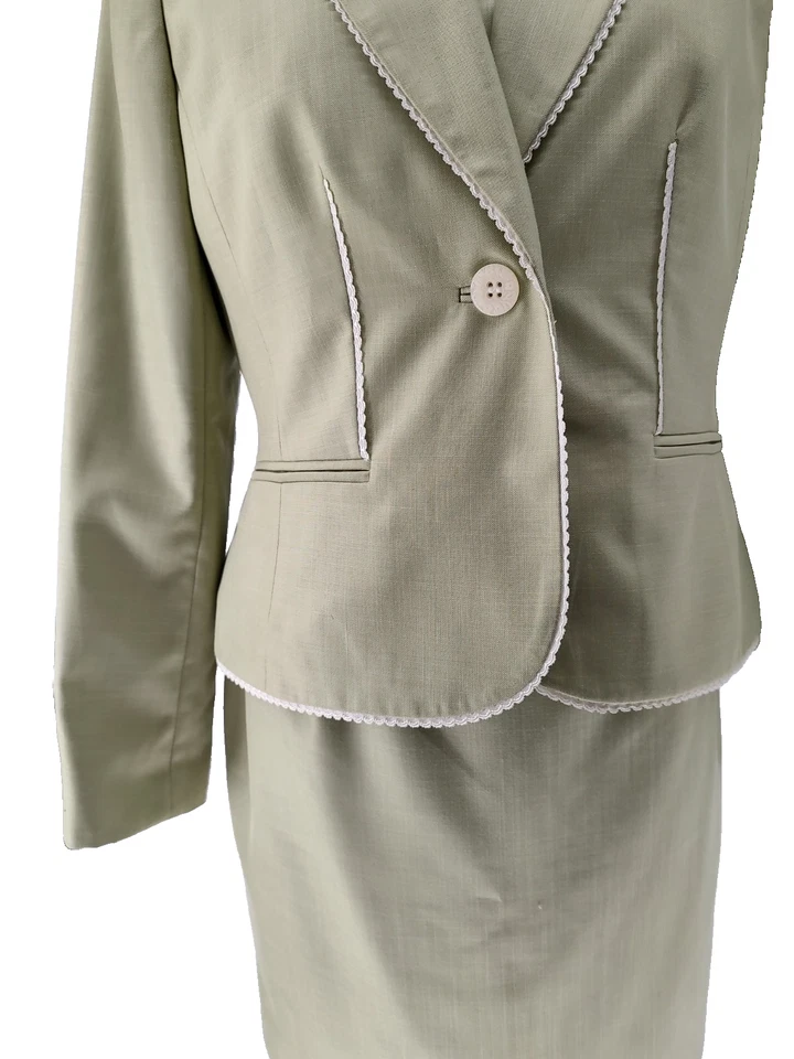 Liz Claiborne Woman 3 piece Suit Green Size 6 Tank Pencil Skirt Jacket Line FLAW - Image 4 of 4