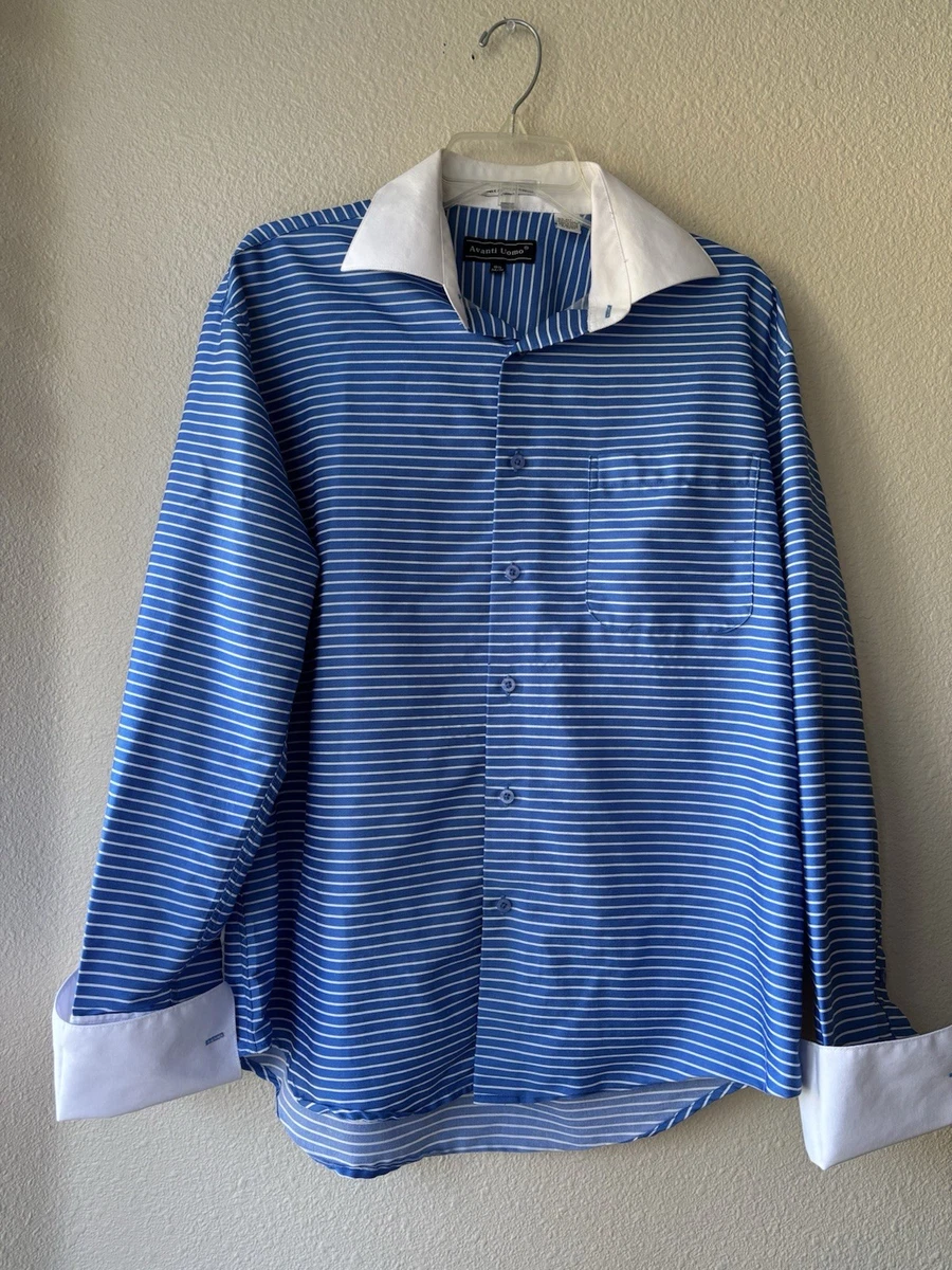 green emerald velvet dress Avanti Uomo Pinstripe Dress Shirt Blue&White / 15.5 33-34