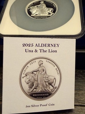 2025 Alderney Una & The Lion 5oz & 2oz PF70 NGC FDI Jody Clark