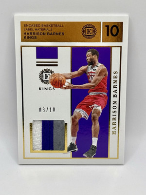 2019-20 Panini Encased Harrison Barnes GU Patch Jersey Label Materials Gold /10