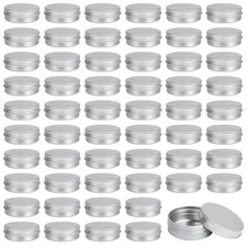 60 Pack 2Oz Metal Round Tins with Screw Lid for Lotion Bars and Balms