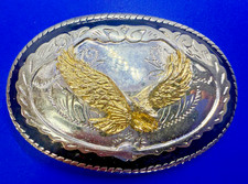 Western Patriotic American Bald Eagle Flying High Wings Spread Belt Buckle