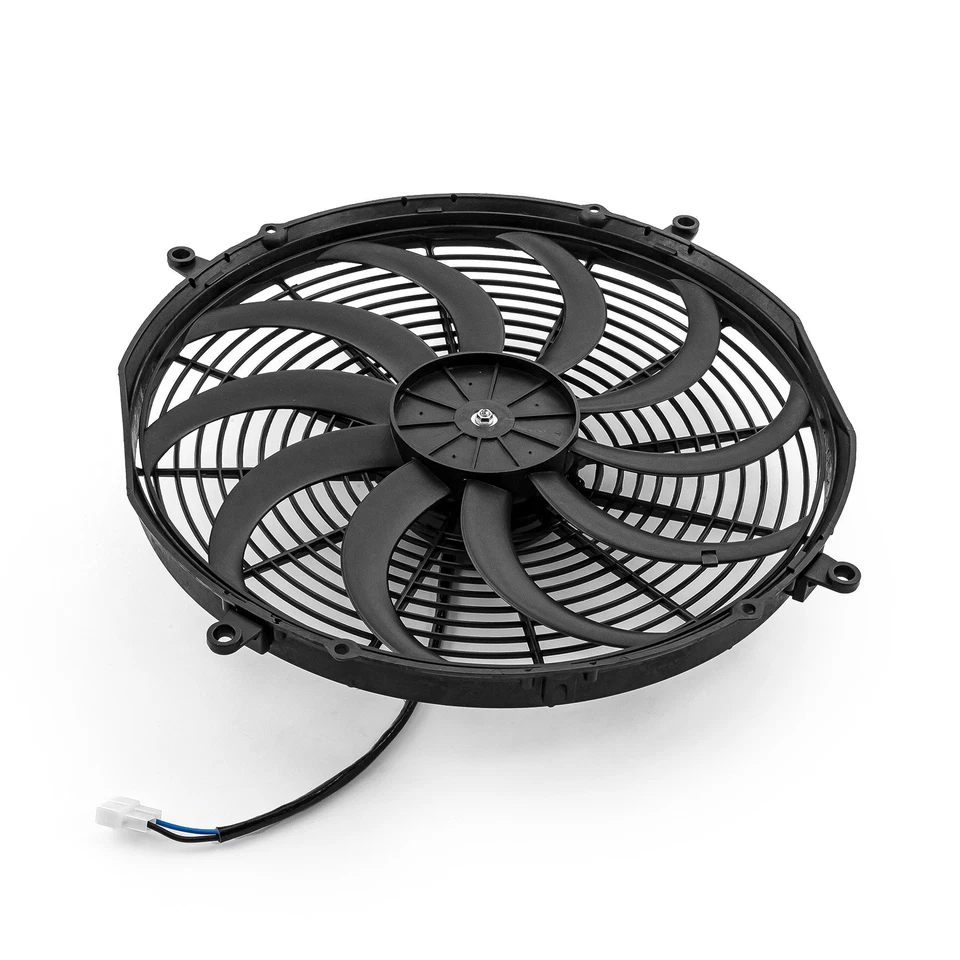 Ventilador térmico eléctrico radiador hoja reversible 12V 'S' 16" - motor grande Foto 3 de 4