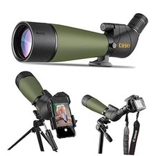 Updated 20-60x80 Spotting Scope with Tripod, Carrying Bag - BAK4 Angled Scope