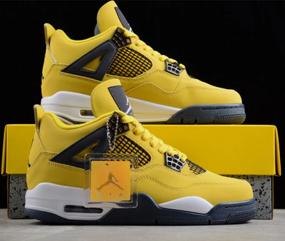 Nike Air Jordan 4 ''Tour Yellow'' Mid Top Retro Basketball Shoes For Men Size 7-12