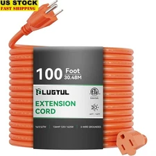 100ft Outdoor Extension Cord 16 AWG Weather Resistant Heavy Duty Power Cable New