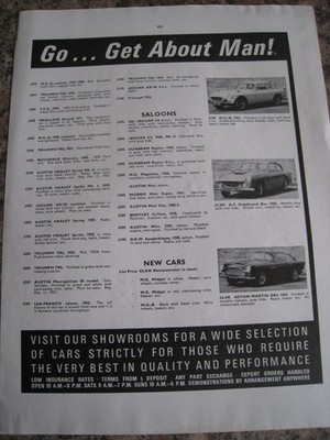 GO...GET ABOUT MAN AUTO LAGERLISTE MGB AC GREYHOUND ASTON 1965 WERBEDATEI 60