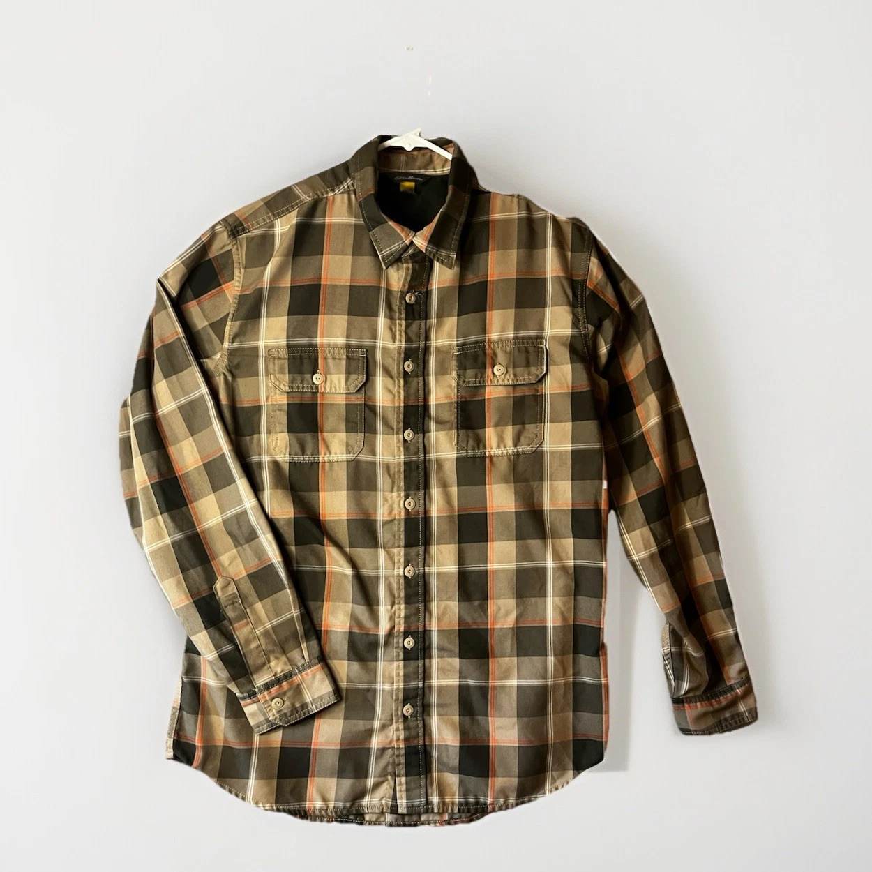Eddie Bauer Travex Shirt Mens L Tall Plaid Long Sleeve Button Up Hiking Travel