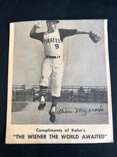 1963 Kahn's Wieners Baseball Card Bill Mazeroski Pittsburgh Pirates