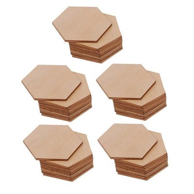 Sechseckförmige Holz Verzierungen Formen für Basteln Dekor DIY 50 Stück 60 mm