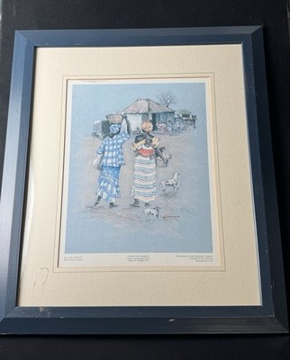 Vintage Kunstdruck ''Going To The Market'' von Molly Berkeley gerahmt