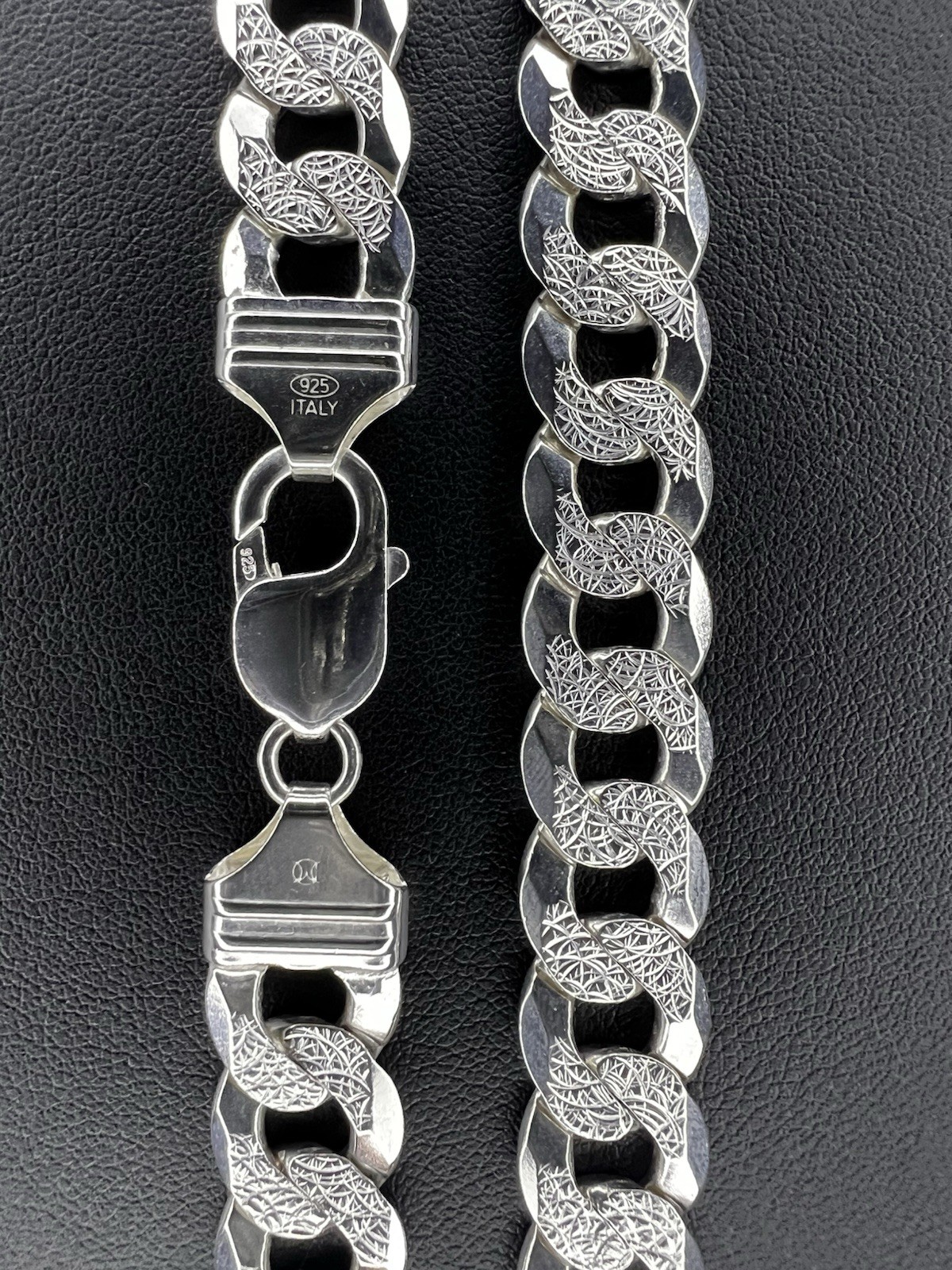 Silver Cuban Link Chain Diamond Cut for Men