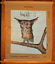 Tapisserie  D M C   . La Chouette  d'après  Bernard BUFFET 1969 . INTACTE !!!