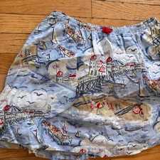 Mini Boden Girls Blue Coastal Beach Pier Novelty Print Cotton Skirt 11-12Y