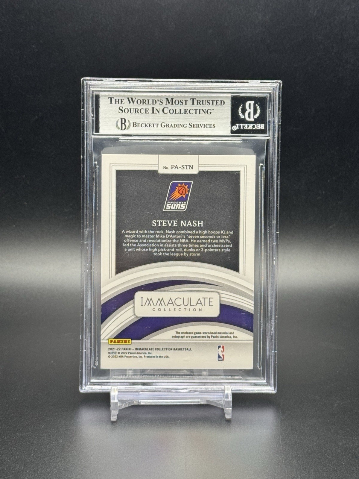 BGS 8.5 Steve Nash Patch Autograph Immaculate Game Used On Card Auto /25 view 2