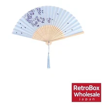 DERAYEE Folding Fan Bamboo Japanese Style Summer Festival Gift Blue Design