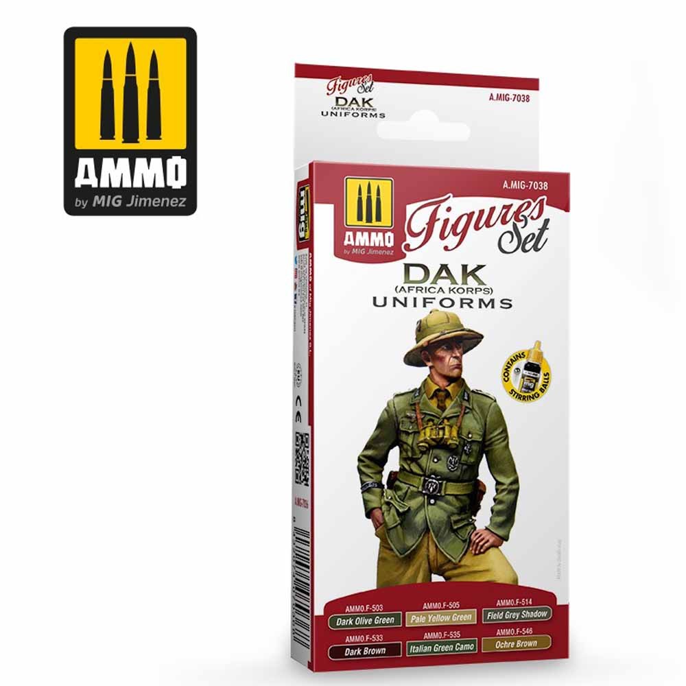 Ammo by MIG Dak Uniforms Afrika Korps Figures Set Acrylic Colors Set 17ml