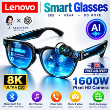 Lenovo AI Smart Glasses 8K Camera Touch Control Photo & Video Recording Voice As