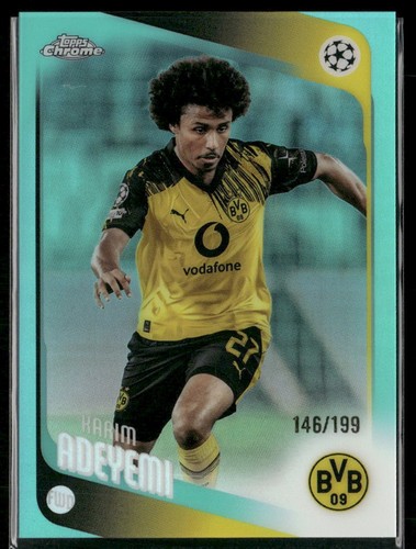 2025-26 Topps Chrome Bundesliga #19 Karim Adeyemi Aqua Wave #/199 Dortmund