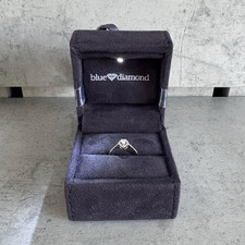 Blue Diamond 14K White Gold Pear Halo Diamond Engagement Ring 0.35ct G SI1 L