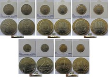 1981-2011,set 5 Soviet/Russian coins- Anniversaries of space flight Y. Gagarin