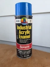 Vtg Sprayon 10 oz.  Blue Industrial Acrylic Enamel Spray Paint Can Paper Label