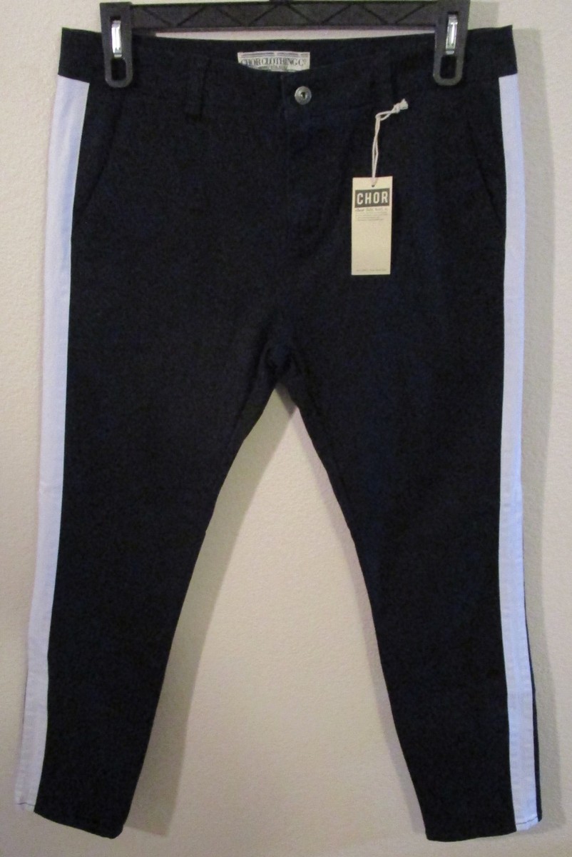 NWT Chor Mens Stretch Twill Striped Chino Pants 36 Navy MSRP