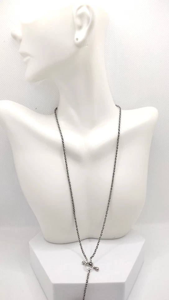 Silpada Sterling Silver Simple Delight Ball Lariat Toggle Necklace Designer - Image 2 of 4