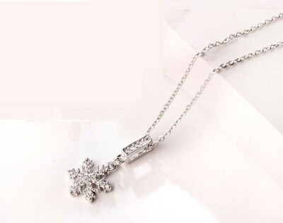 Silver Frozen Snow-flake Pave Cubic Zirconia white Gold Pendant