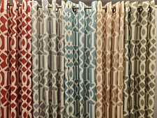 Kara Geometric Print Grommet Panel Pair 108”Wx84”L Fun Colors High Quality
