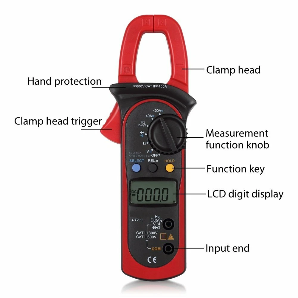 UNI-T UT203 Digital Clamp meter Auto Range DMM 400A Ohm AC DC Volt  