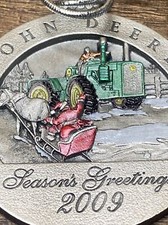 John Deere 8010 Tractor 2009 Seasons Greetings Pewter Christmas Ornament No 14