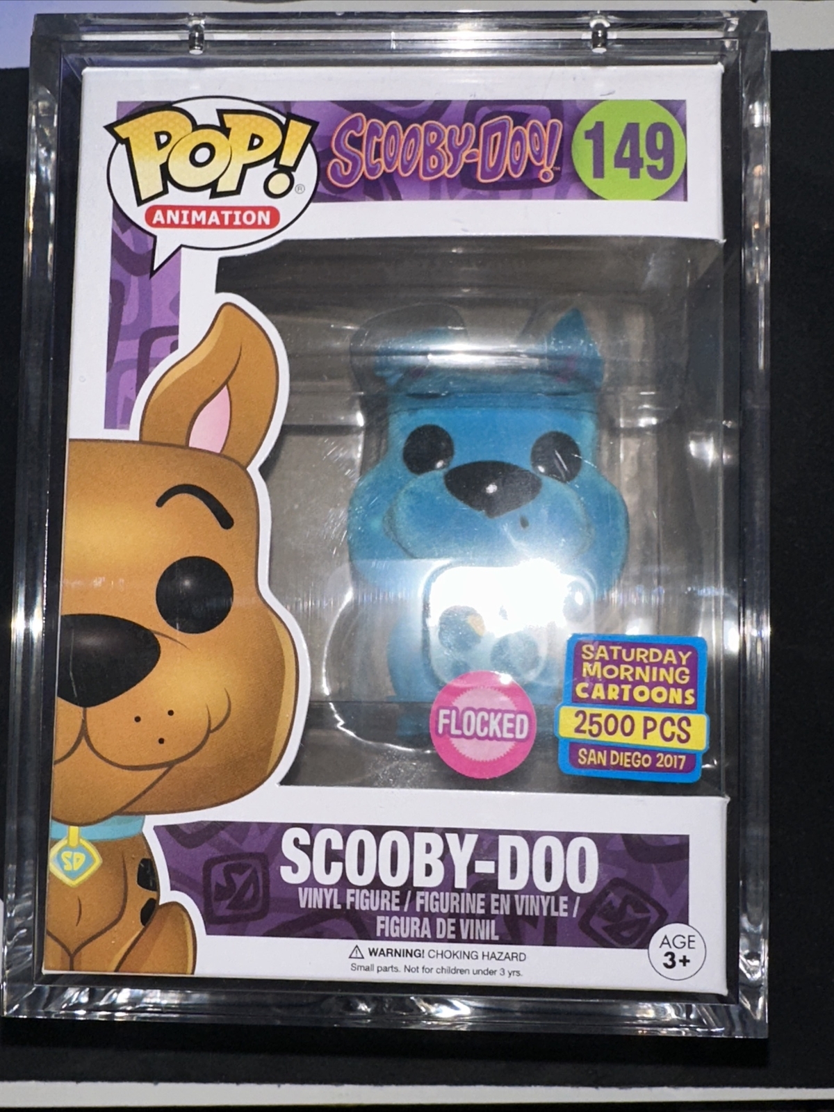 Funko Pop Blue Flocked Scooby Doo Toy Figure Mint Condition With Magnetic Case