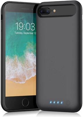 AU QTshine Smart Battery Case Iphone 6P/6SP/7P/8P 8500mAh Black 360  LED - Main Image