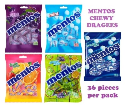 MENTOS CHEWY DRAGEES CANDY 97.2 g / 3.43 oz 36 pcs ASSORTED FLAVOR HALAL