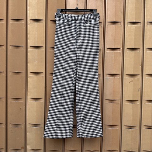 Boys vintage polyester Golf pants Black/ White Check Kmart Sz 16