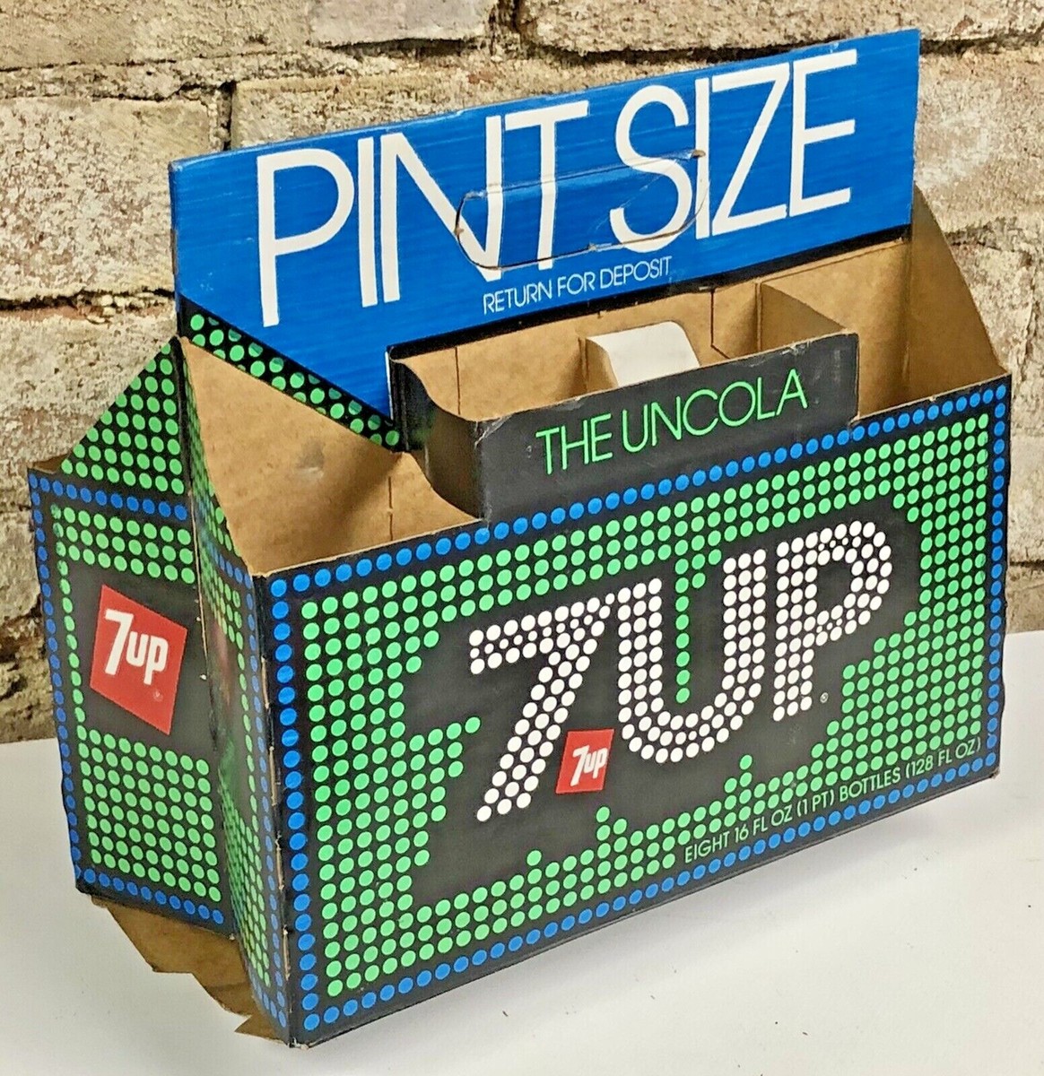 Vintage 7up Pint Size Bottle Carrier Carton 6 Pack 7 Up The Uncola