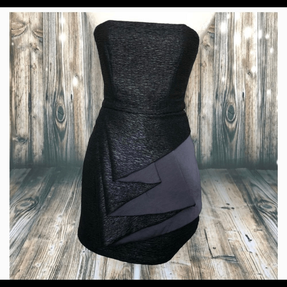 BCBGeneration Black Strapless Draped Front Dress - image 1