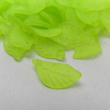 Green Acrylic Leaf 18mm Frosted Leaves Charm Pendants C9586 - 50, 100 Or 200PCs