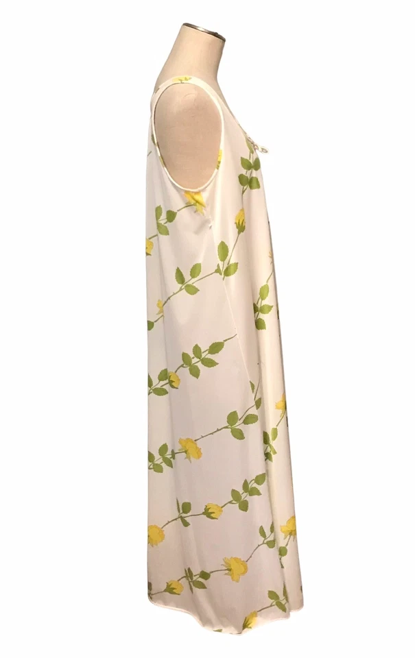 Christian Dior Robe And Gown Set Yellow Roses Vintage Satin No Belt Women’s Sz L - Image 3 of 4