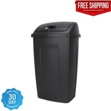 13 Gallon Trash Can, Plastic Swing Top Kitchen Trash Can, Black