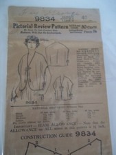 Antique Sew Pattern Top Pictorial Review 9834 dated 1907 Draped Sacque Vest M