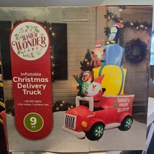 Winter Wonder Lane Christmas Inflatable Santa's Delivery Truck 9 Ft LED