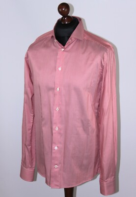 Eton Slim Fit Herren Hemd Rot Weiß Linien Gr 42 16 1/2