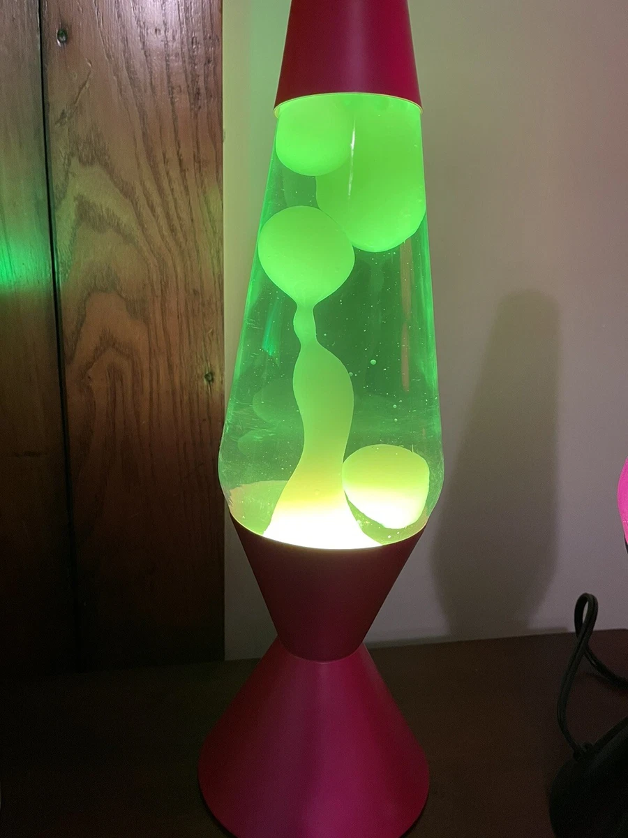Lava Lamp XL 52 Ounces White Wax Neon Green Liquid Hot Pink